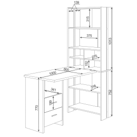 Письменный стол СТЛ-ОВХ+Столешница100Прям ШК