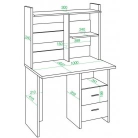 Письменный стол СКЛ-Прям100Р+НКЛ-100 КВ