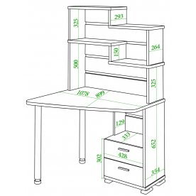 Письменный стол СК-24 КБЕ-ЛЕВ левый