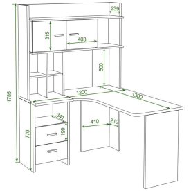 Письменный стол СКЛ-Угл130+НКЛХ -120 КШ ПРАВ