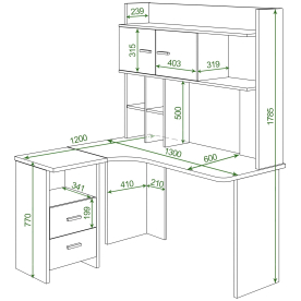 Письменный стол СКЛ-Угл130+НКЛХ -130 КШ ПРАВ