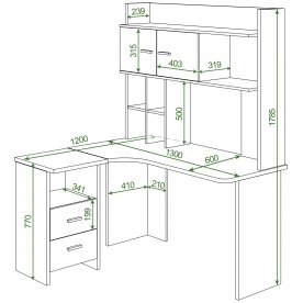 Письменный стол СКЛ-Угл130+НКЛХ -130 В ЛЕВ