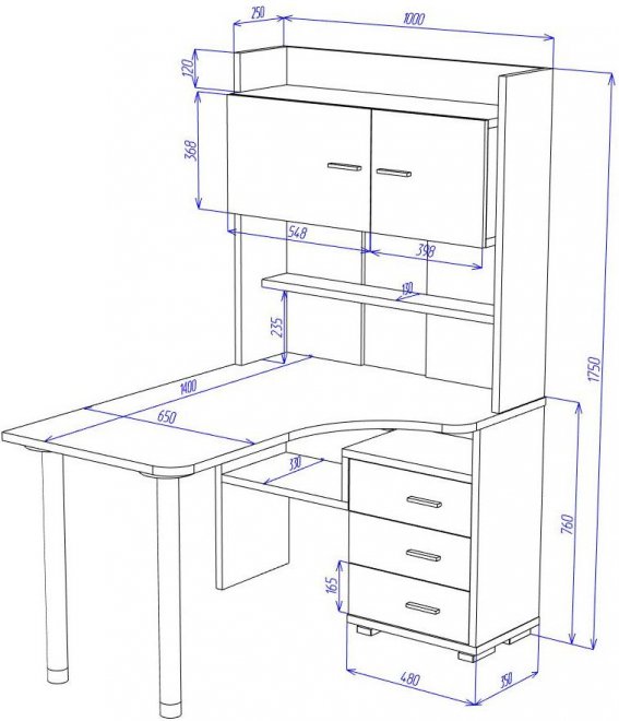 Письменный стол Жаспера-133-140 правый с надстройкой карамель / венге