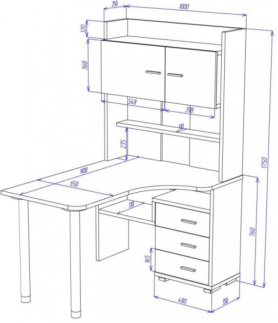 Письменный стол Жаспера-133-140 правый с надстройкой нельсон / белый