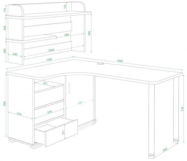 Письменный стол СР-145М В-ПРАВ правый венге