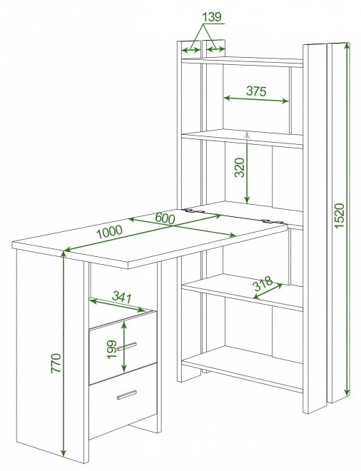 Письменный стол СТЛ-ОВ+С100Прям В венге
