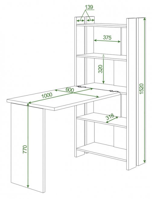 Письменный стол СТЛ-ОВ+С100РПрям без тумбы ШК шамони / карамель