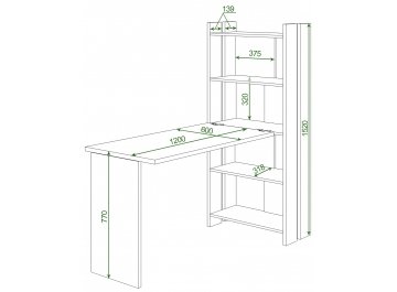 Письменный стол СТЛ-ОВ+С120Прям без тумбы БЕ