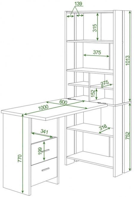 Письменный стол СТЛ-ОВХ +С100Прям НБЕ нельсон / белый