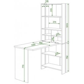 Письменный стол СТЛ-ОВХ +С100РПрям без тумбы Н