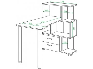 Письменный стол Валевро-5-3СТ-2+БЯ НБЕНБЕ