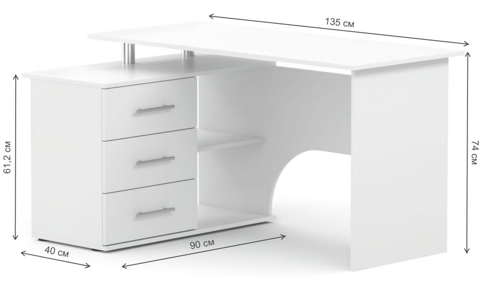Письменный стол КСТ-09 левый белый угловой