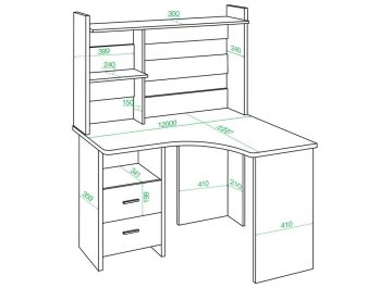 Компьютерный стол с надстройкой 120х100
