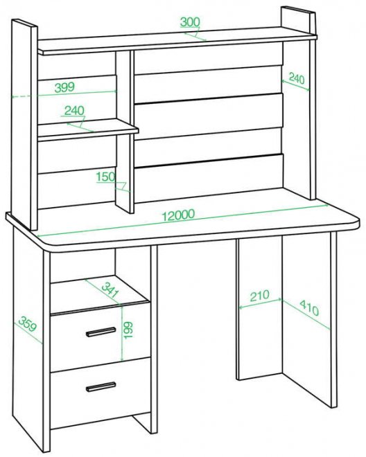 Стол компьютерный с надстройкой 120 х 60 см трапеция венге правый