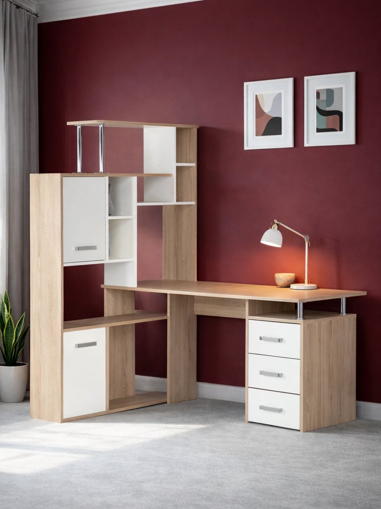 Компьютерный стол КС15 левый дуб сонома