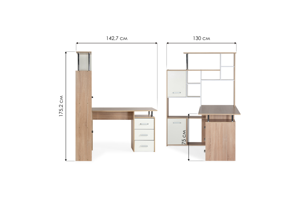 Компьютерный стол КС15 левый дуб сонома