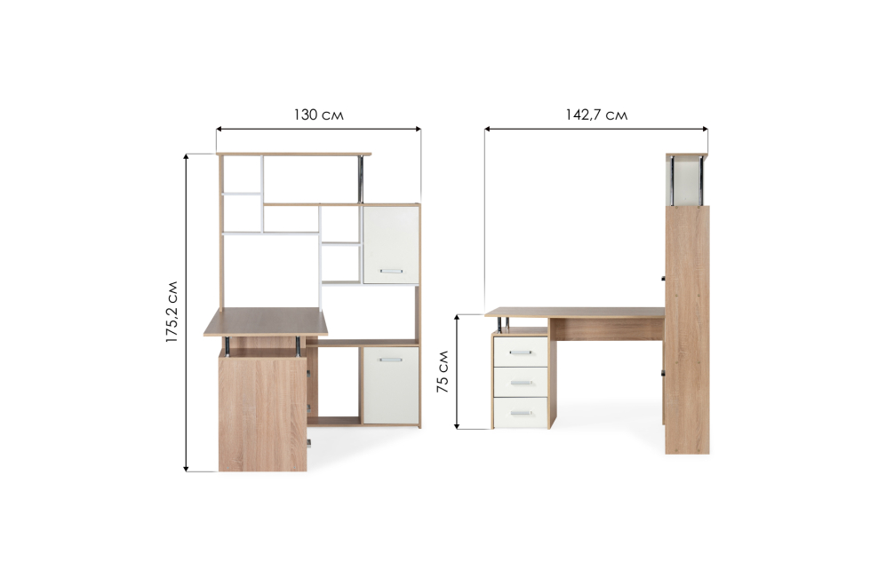 Компьютерный стол КС15 правый дуб сонома