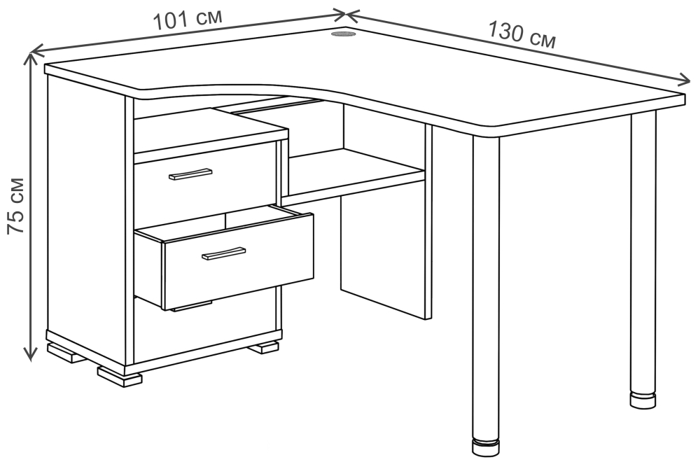 Компьютерный стол Жаспера-132С-130 левый