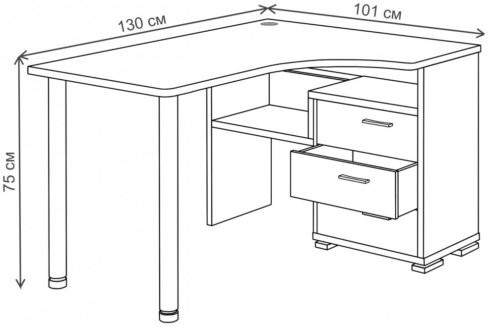 Компьютерный стол Жаспера-132С-130 правый нельсон