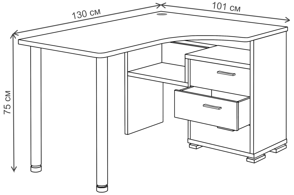 Компьютерный стол Жаспера-132С-130 правый нельсон