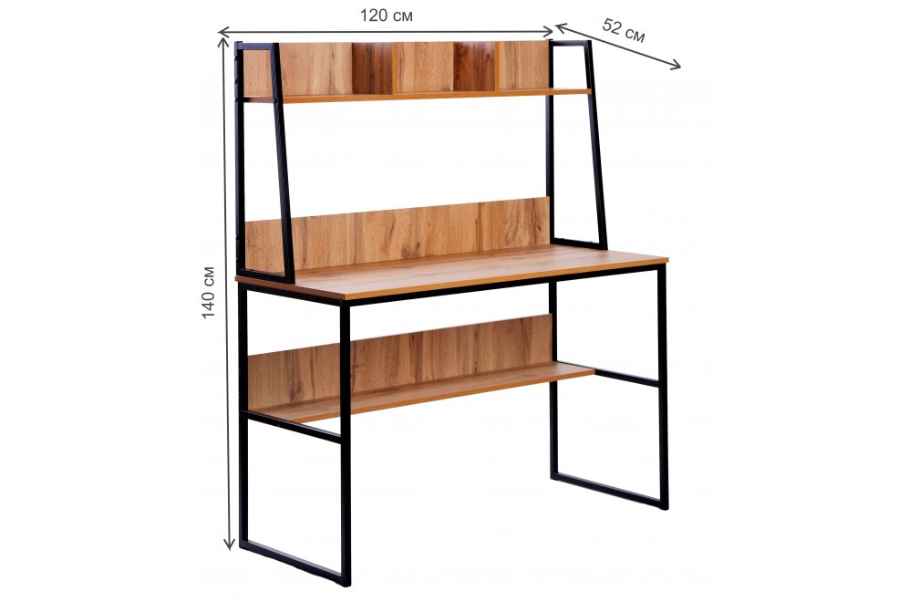 Письменный стол Минден с надстройкой дуб вотан / черный