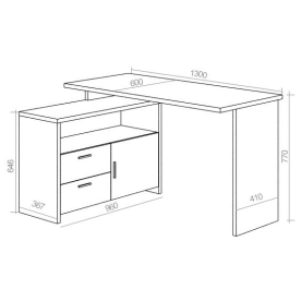 Письменный стол СКЛ-ПРЯМ130+ТБЛ БЕК