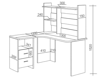 Письменный стол СКЛ-Угл130+НКЛ-130 КБЕ