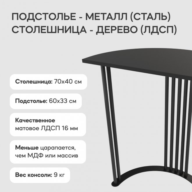 Консольный столик Violur 40x75x70 черный