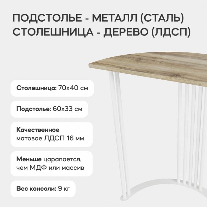 Консольный столик Violur 40x75x70 лдсп / белый металл