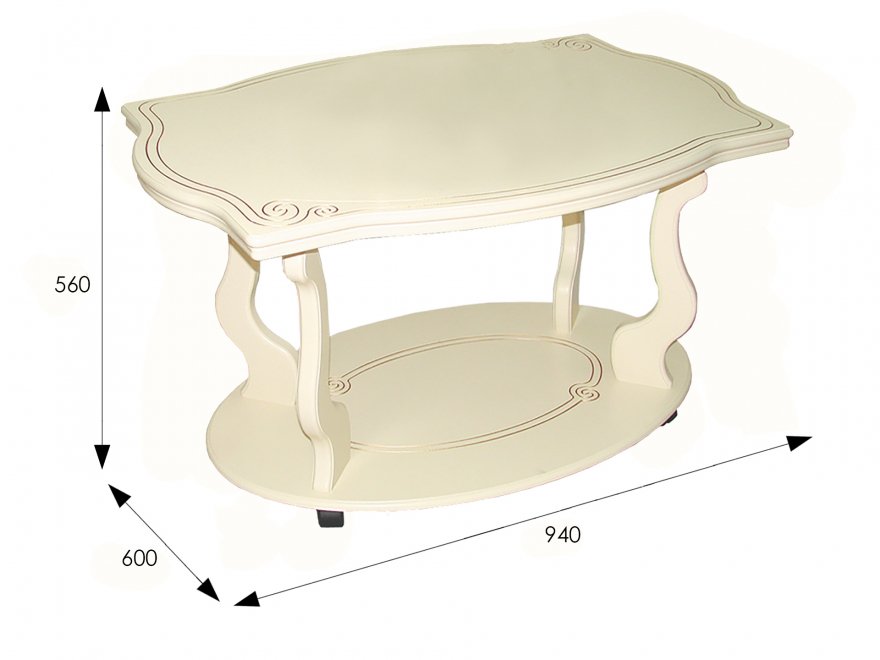 Журнальный стол Берже-3 слоновая кость