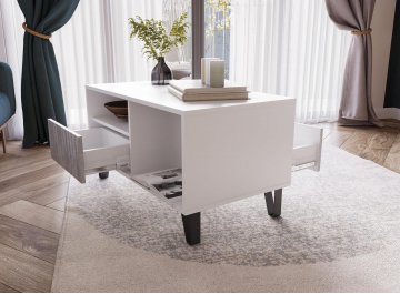 Кофейный столик Эннис белый / бетон светлый