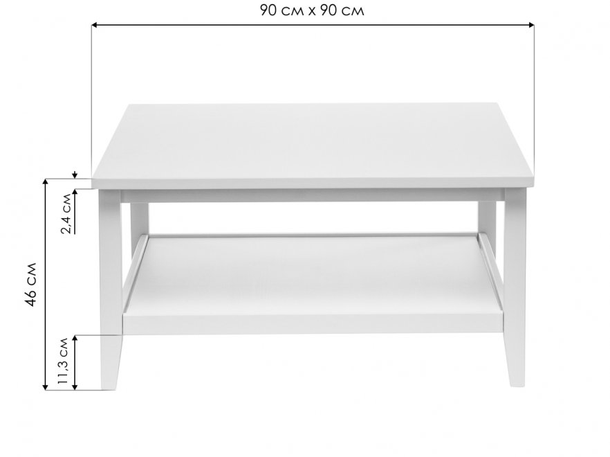 Журнальный стол Leset Мира 90х90 белый