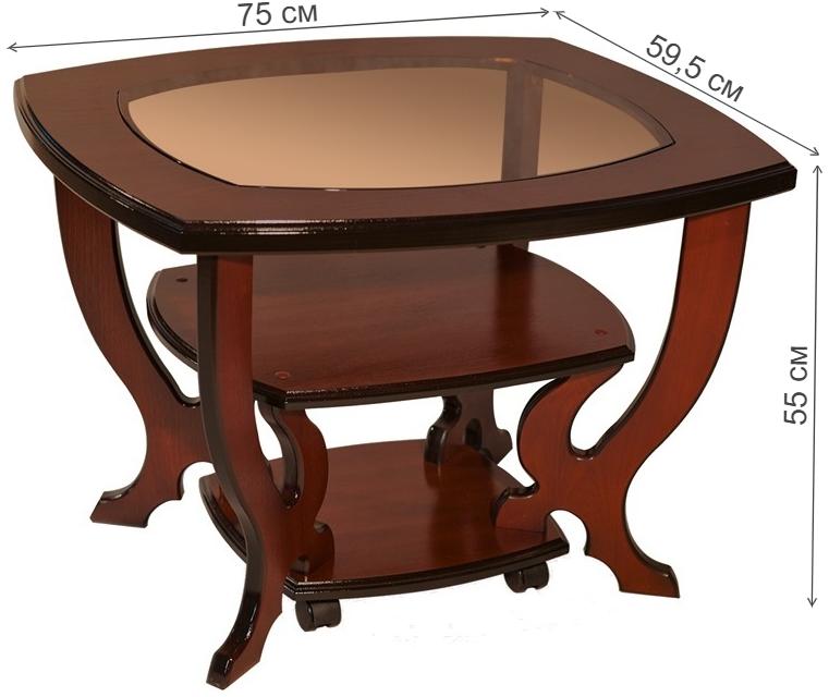 Журнальный столик Антуан со стеклом орех тёмный
