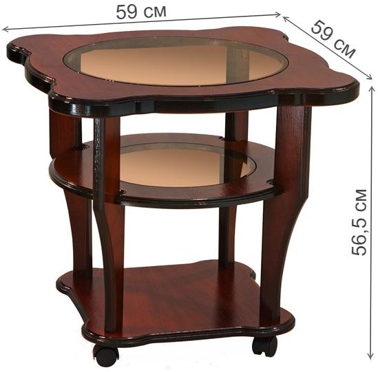 Журнальный столик Барбара со стеклом орех тёмный