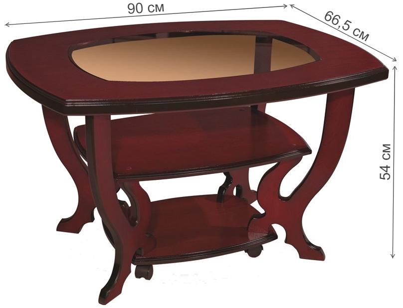 Журнальный столик Браун со стеклом орех тёмный