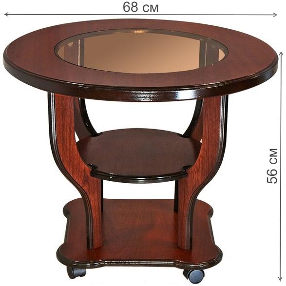 Журнальный столик Гастон со стеклом орех тёмный