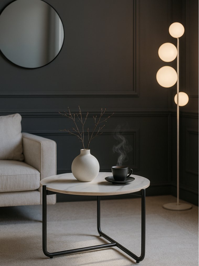 Журнальный столик Acuna белый агломерат