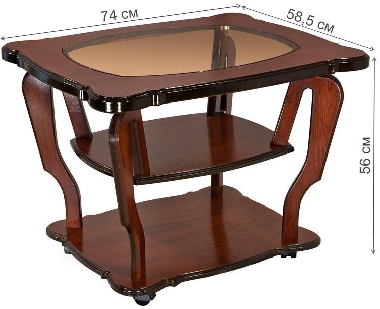 Журнальный столик Мари со стеклом орех тёмный 