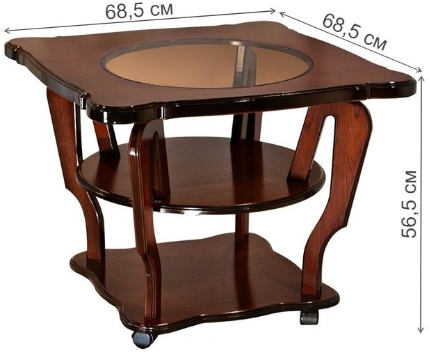 Журнальный столик Россэль со стеклом орех тёмный 