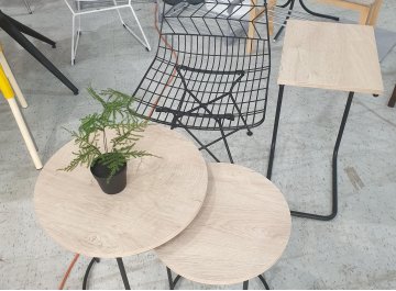 Приставной столик SHT-CT9 дуб беленый / черный муар