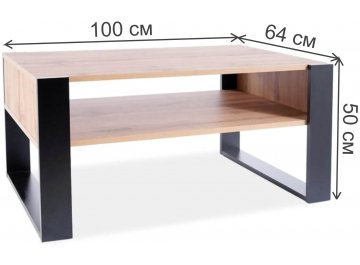 Кофейный столик Gema 100/64/50 дуб вотан / черный