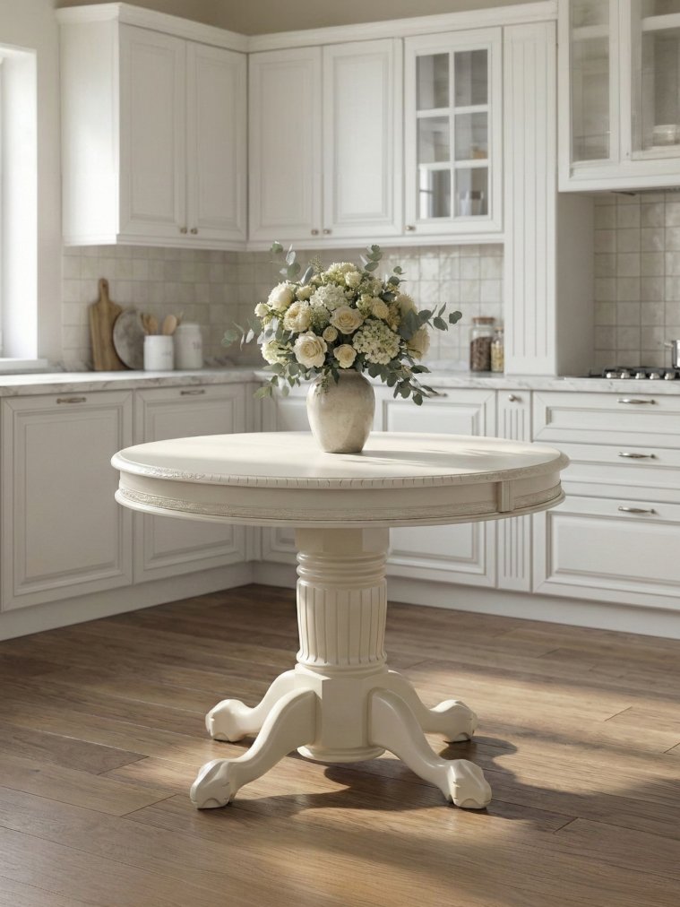 Деревянный стол Альфред круглый крем