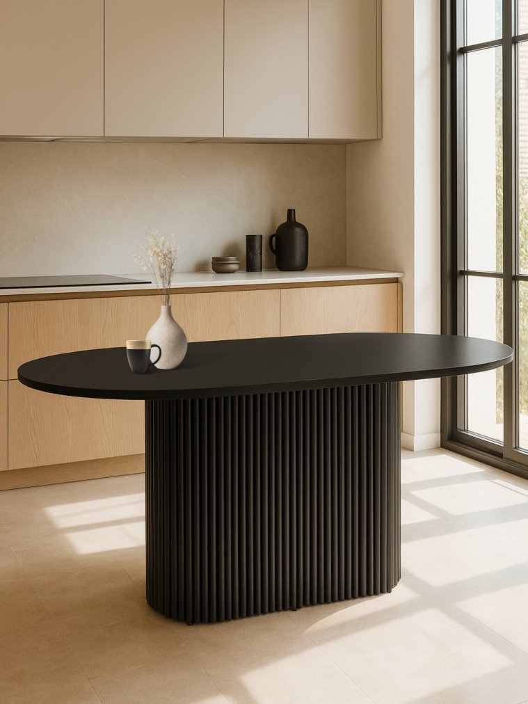 Деревянный стол Барон О 180 х 90 черная пленка шагрень / черный