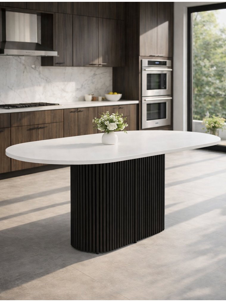 Деревянный стол Барон О 200 х 90 белая пленка шагрень / черный