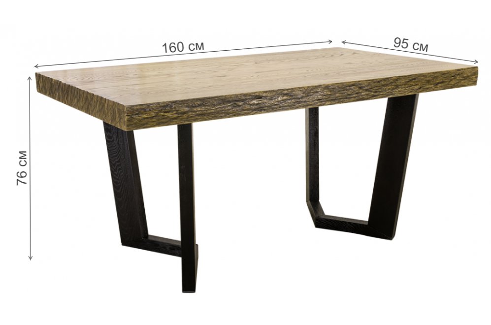 Деревянный стол Крафт 210х96х76 светлый дуб / венге