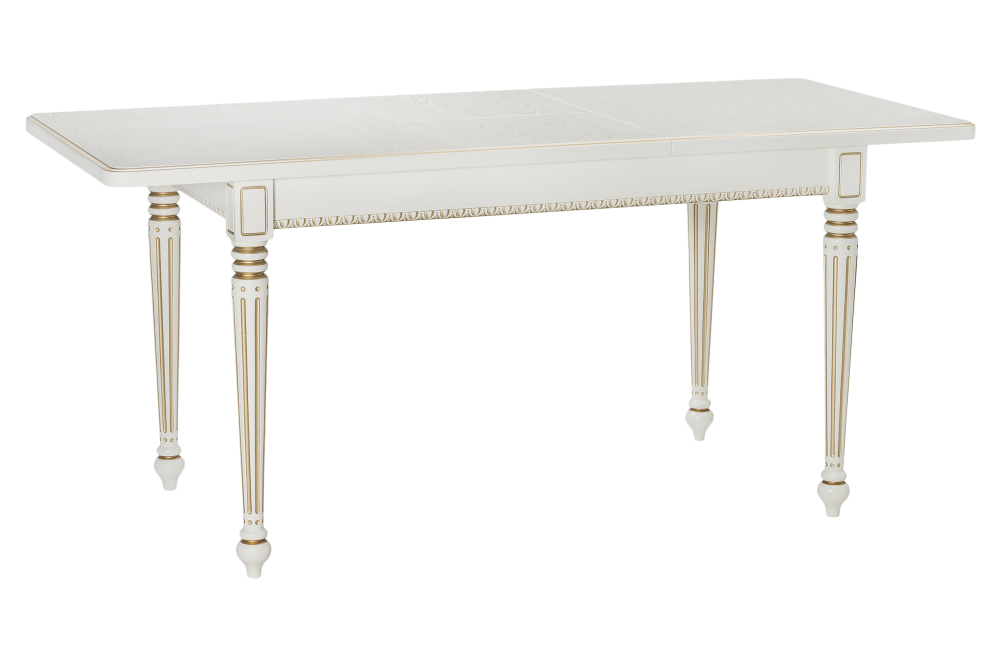 Деревянный стол Леджер слоновая кость / золото