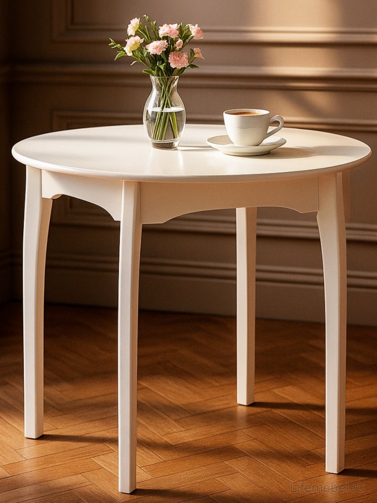 Деревянный стол Распи круглый 90(120)х90х76 белый