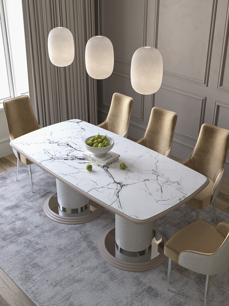 Деревянный стол Савелья кашемир / серебро