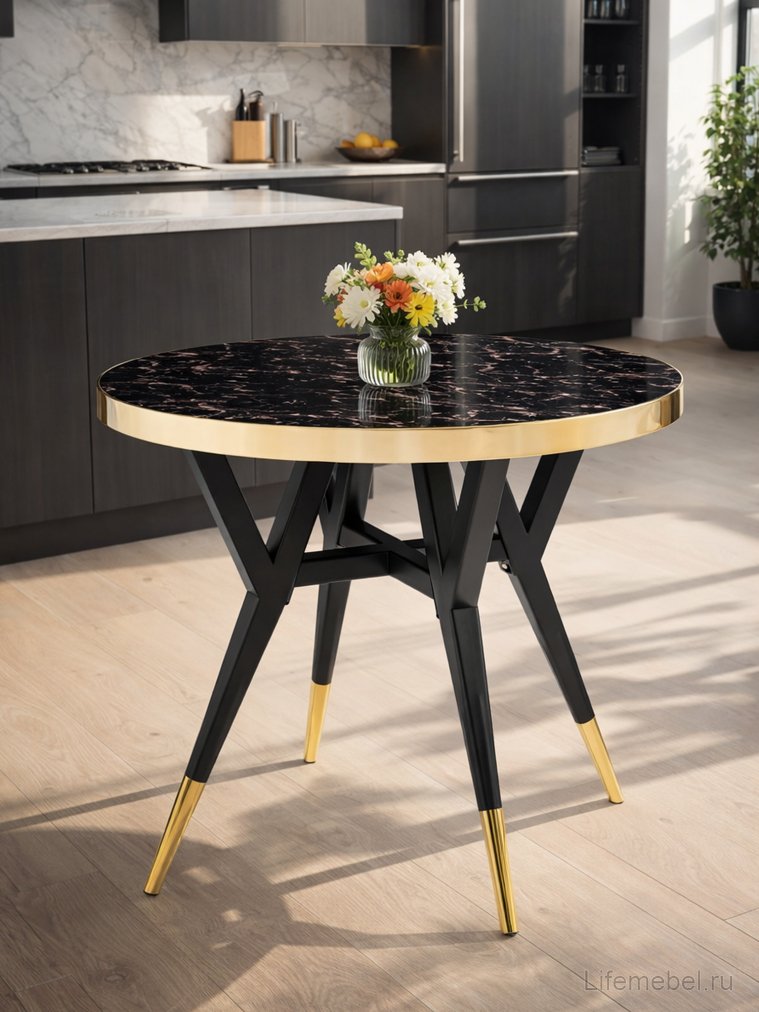 Стол Selina 80х72 black / gold