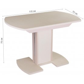 Стол Альфа ПО КМ молочный дуб / камень 06 / ножка 05 молочный дуб / крем